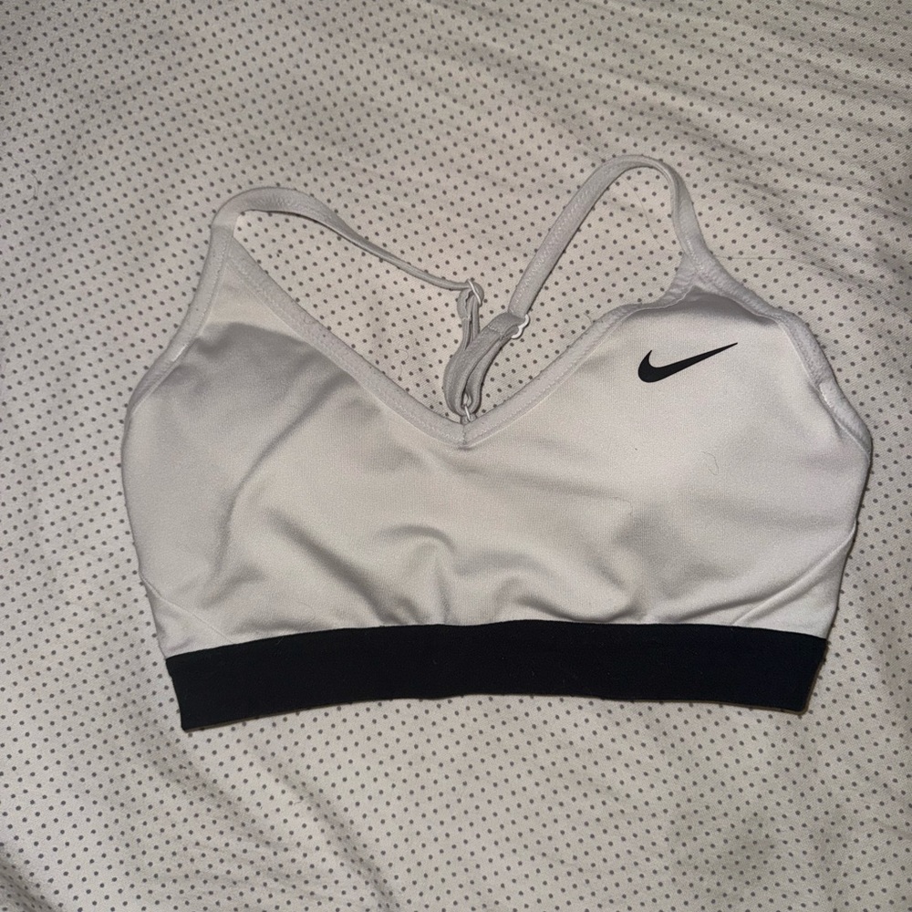 Nike Women's White and Black Sports Bra